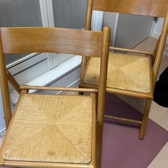 北欧風ラタン　折りたたみ椅子　チェア　2脚の画像
