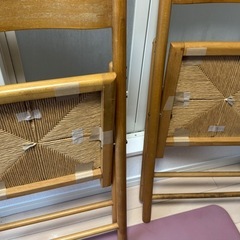 北欧風ラタン　折りたたみ椅子　チェア　2脚の画像