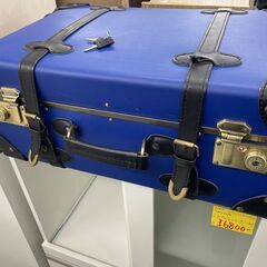アンティーク調 スーツケース 幅37×奥行22×高さ57ｃｍ ブルー/青 キャリーケース 鍵付き 札幌市手稲区の画像