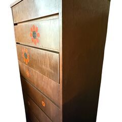 【お引取 限定】レトロ木製８段チェスト　600×450×1335　タンス　＊058-Hの画像