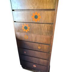 【お引取 限定】レトロ木製８段チェスト　600×450×1335　タンス　＊058-Hの画像
