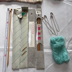手芸セット　編み物用　棒針　竹製　毛糸　　安全ピンの画像