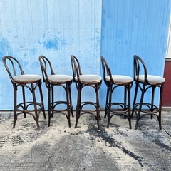 カウンターチェア バーチェア 木製 5脚セット の画像