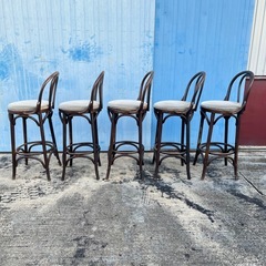 カウンターチェア バーチェア 木製 5脚セット の画像