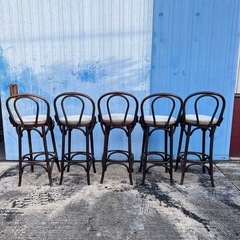 カウンターチェア バーチェア 木製 5脚セット の画像