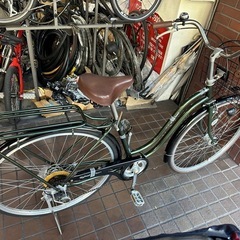 27インチ　外装6段変速　LEDオートライト付き　カーキ色の画像