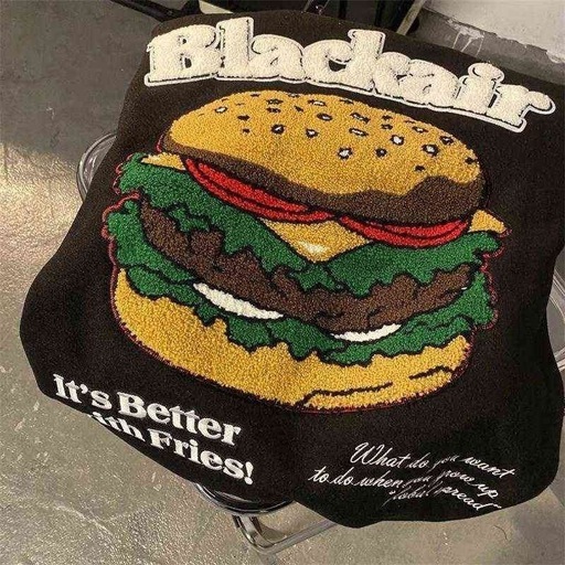 ジャケット アメリカンスタイル ハンバーガー お洒落 刺繍 アメカジ ジャケット ゆったり