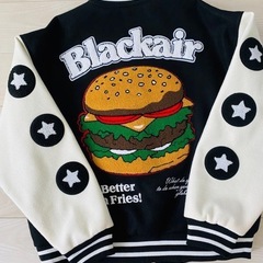 ジャケット アメリカンスタイル ハンバーガー お洒落 刺繍 アメカジ ジャケット ゆったりの画像