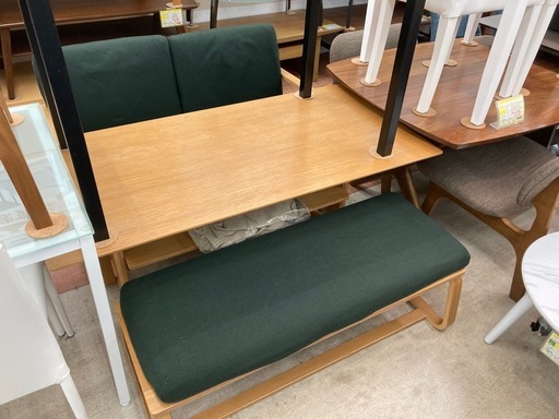 ☘️無印良品/*MUJI☘️3点ダイニングセット☘️人気モデル☘️オーク材☘️椅子替えカバー付き☘️グリーン☘️ナチュラル☘️ウッド☘