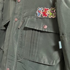 防寒着 作業着 工事現場 ジャンパー Lサイズ アウター 上着 緑色 グリーン 自宅保管 の画像