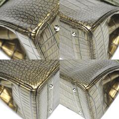 クロコダイル YB-2101 ハンドバッグ ゴールド  CROCODILE 30cm メタリックの画像