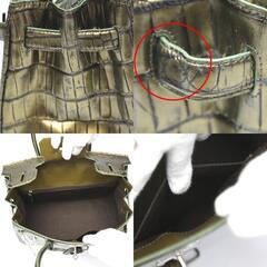 クロコダイル YB-2101 ハンドバッグ ゴールド  CROCODILE 30cm メタリックの画像