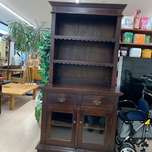 美原店 アンティーク カップボード 飾り棚 ディスプレイ　店舗什器