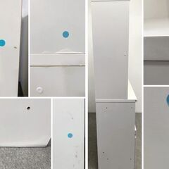 ニトリ キッチンボード ポスティア 幅140 ソフトクローズ モイス ハイグロスホワイト木目 レンジ台 食器棚 中古家具 店頭引取歓迎 R10290の画像