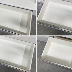 ニトリ キッチンボード ポスティア 幅140 ソフトクローズ モイス ハイグロスホワイト木目 レンジ台 食器棚 中古家具 店頭引取歓迎 R10290の画像