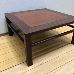  昭和十七年 検印あり 無垢材 座卓 ローテーブル 正方形 和家具 古家具 戦前 戦中 木製 65cm　【糸島市内 送料無料】251215-3の画像