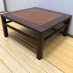  昭和十七年 検印あり 無垢材 座卓 ローテーブル 正方形 和家具 古家具 戦前 戦中 木製 65cm　【糸島市内 送料無料】251215-3の画像