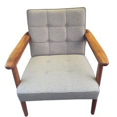 カリモク　ミッドセンチュリー 1人掛けソファ グレー