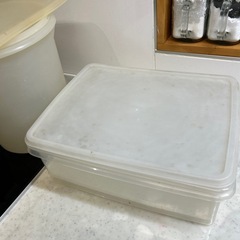 タッパーウエア丸H27㎝直径26㎝、四角のタッパー29x37x10くらい2個の画像