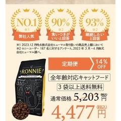 キャットフード（RONNIE）グレインフリー1.8k（1袋）の画像