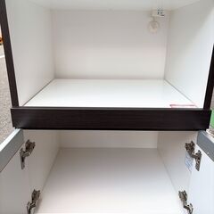 美品 ニトリ レジューム 60 ダークブラウン 食器棚の画像