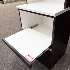 美品 ニトリ レジューム 60 ダークブラウン 食器棚の画像