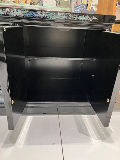 【軽トラック90分無料貸出】サイドボード　螺鈿細工 綾野製作所 ゼノノワール 幅90cm サイドボード 板扉 オープン棚