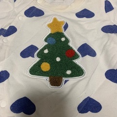 クリスマスツリー刺繍ロンパース　フタフタ　カバーオール　70の画像