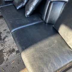 ARMONIA アルモニア 合皮製 3-4人掛け カウチソファー ブラック ペット対応の画像