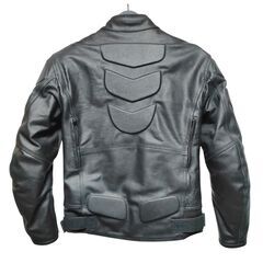 本革 バイカーズ ジャケット 保護パッド付 通気ベンチレーション6か所 ブラック Mサイズの画像