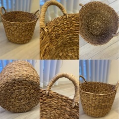 美品 無印良品 持ち手付き ラウンドバスケット 小 直径35センチ 2こセットの画像