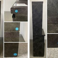 Pamouna/パモウナ キッチンボード 幅100 ブラック ソフトクローズ ストーン調 石目 レンジ台 黒 食器棚 中古家具 店頭引取歓迎 R10291の画像