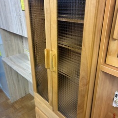 【ジャングル深井店】★食器棚 2枚扉 ナチュラル 茶 収納家具 キッチン家具 家具 簡易クリーニング済 堺市 深井 【FU3097】の画像