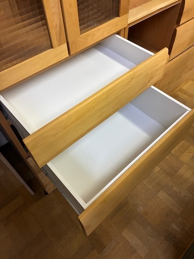 【ジャングル深井店】★食器棚 2枚扉 ナチュラル 茶 収納家具 キッチン家具 家具 簡易クリーニング済 堺市 深井 【FU3097】