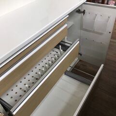 【ジャングルジャングル広陵店】家具　キッチンボード　松田家具　バリエレンジホワイト×ナチュラルの画像