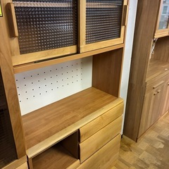 【ジャングル深井店】★システムキッチンボード 2枚扉 ナチュラル 茶 収納家具 キッチン家具 家具 簡易クリーニング済 堺市 深井 【FU3098】の画像