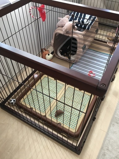ペティオ （Petio） トイレのしつけが出来る ドッグ ルームサークルブラウンワイド トイレ付 小型犬～中型犬向き