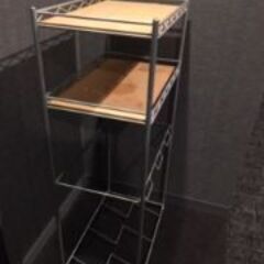 スチールラック　3段　ゴミ袋をかけられる　3分別の画像