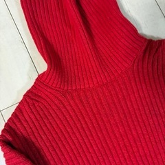 H&M リブ編みハイネックセーター M レッドの画像