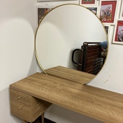 LOWYA ロウヤ ドレッサー デスク PCデスク 化粧台 鏡台 引き出し タップ収納 シャビーナチュラルの画像