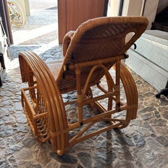 ラタン製 リクライニングチェア 籐家具 昭和レトロ の画像