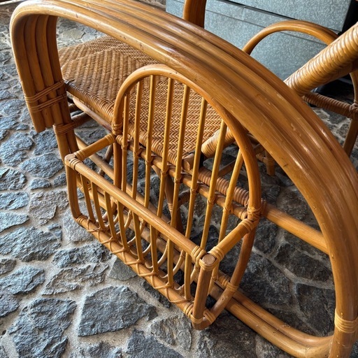 ラタン製 リクライニングチェア 籐家具 昭和レトロ