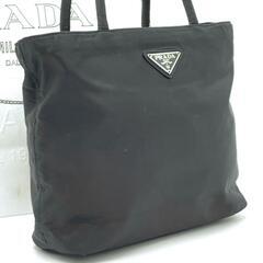 PRADA プラダ ハンドバッグ トートバッグ テスートナイロン 白タグ ブラック 黒 三角ロゴプレート トライアングルロゴプレートの画像