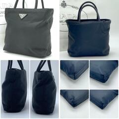 PRADA プラダ ハンドバッグ トートバッグ テスートナイロン 白タグ ブラック 黒 三角ロゴプレート トライアングルロゴプレートの画像