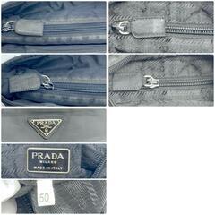 PRADA プラダ ハンドバッグ トートバッグ テスートナイロン 白タグ ブラック 黒 三角ロゴプレート トライアングルロゴプレートの画像
