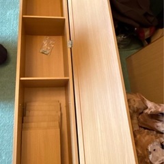 木目調　全身姿見のミラー付き収納ケースの画像