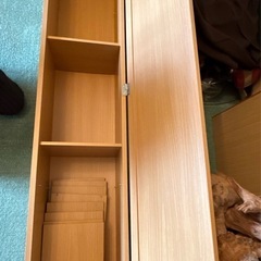 木目調　全身姿見のミラー付き収納ケースの画像