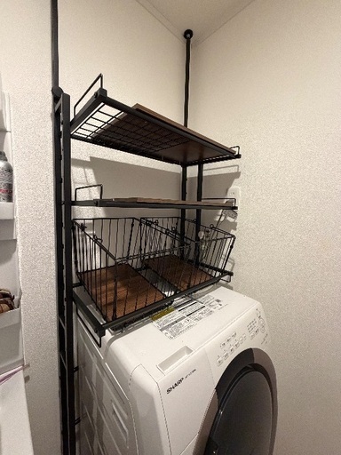 ランドリーラック・洗濯機ラック ブラック 幅64〜94cm