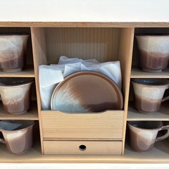 萩焼 椿窯 天鵬山造 箱入 珈琲碗 6客セットの画像