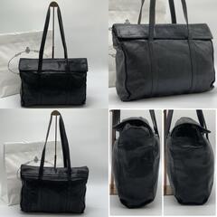 PRADA プラダ ハンドバッグ ショルダーバッグ  肩掛け トートバッグ ナッパレザー 本革 ブラック 黒　 シルバー金具 ロゴ型押し フラップ 白タグ　の画像